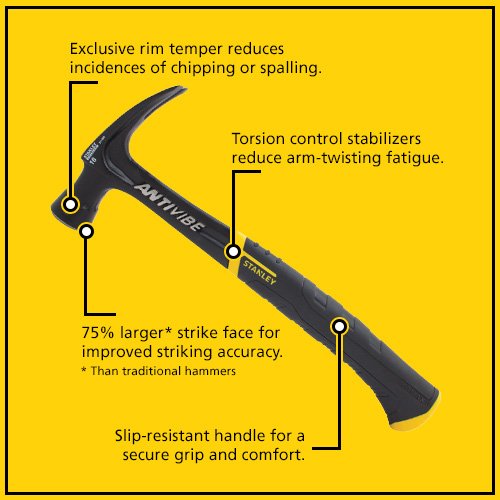 Stanley 51-163 16-Ounce FatMax Xtreme AntiVibe Rip Claw Nailing Ha...