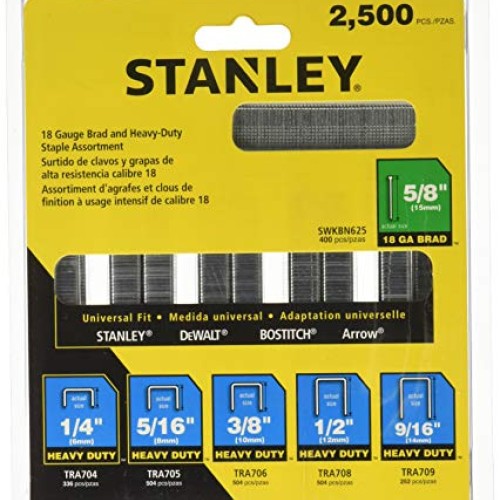 STANLEY Brad Nails, Heavy-Duty Staple and Brad Assortment, 2500-Pa...