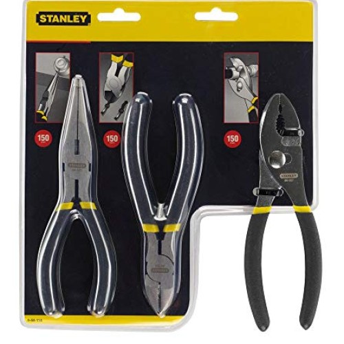 STANLEY Pliers Set, Basic 6-Inch Slip Joint, 6-Inch Long Nose, 6-I...