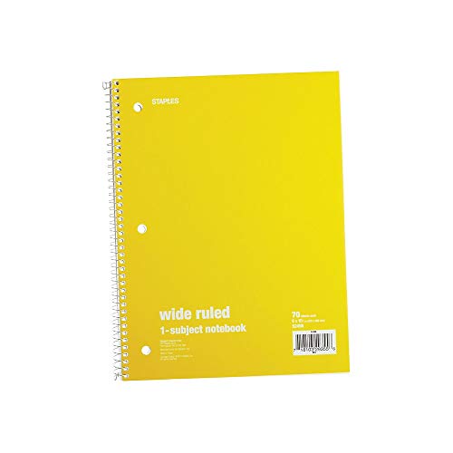 Staples Spiral Notebook 1-subject, 70-count, Wide Ruled, Assorted ...