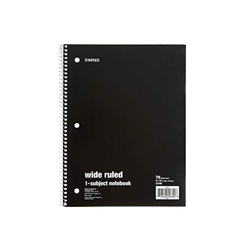Staples Spiral Notebook 1-subject, 70-count, Wide Ruled, Assorted ...