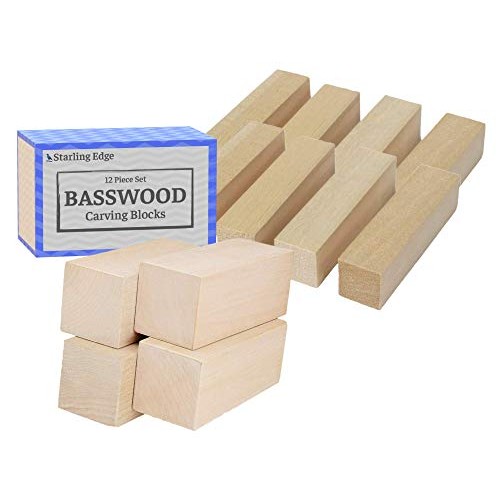 Basswood Blocks for Carving 12 Pieces - 4 Blocks 2 x 2 x 5 and...