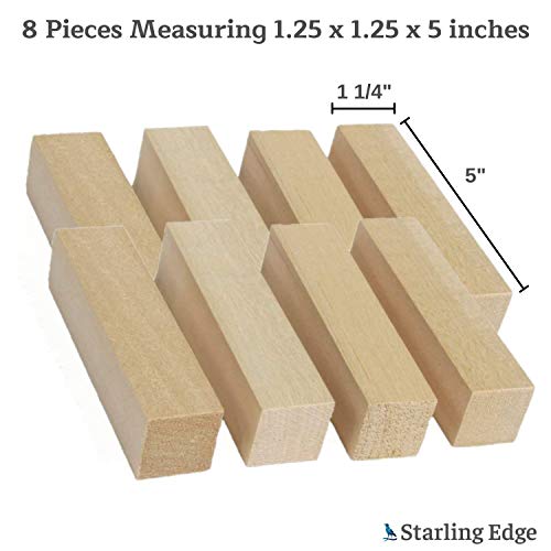 Basswood Blocks for Carving 8 Pieces - 1 1/4 x 1 1/4 x 5 - Wo...