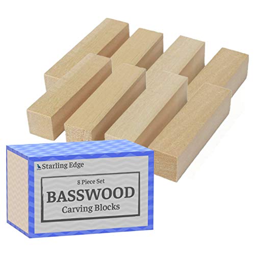 Basswood Blocks for Carving 8 Pieces - 1 1/4 x 1 1/4 x 5 - Wo...