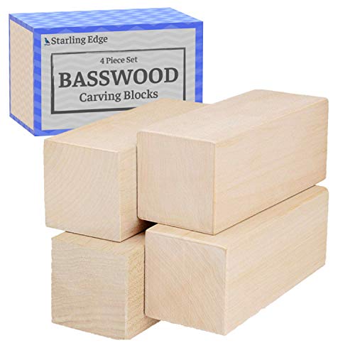 Basswood Carving Blocks - 4 Piece Wood Carving Kit with 2 x 2 x ...