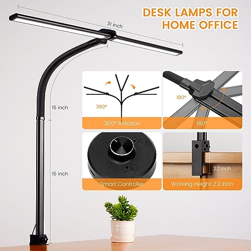 StarMoitic LED Desk Lamp for Home Office - Dual Swing Arm Eye-Cari...