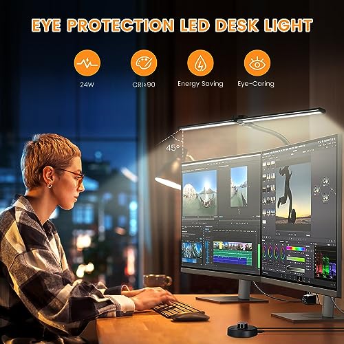 StarMoitic LED Desk Lamp for Home Office - Dual Swing Arm Eye-Cari...