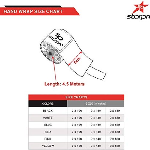 Starpro Boxing Hand Wraps - Carbon Woven Cotton Bandages - 2.55m 3...