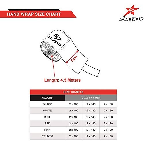 Starpro Boxing Hand Wraps - Carbon Woven Cotton Bandages - 2.55m 3...