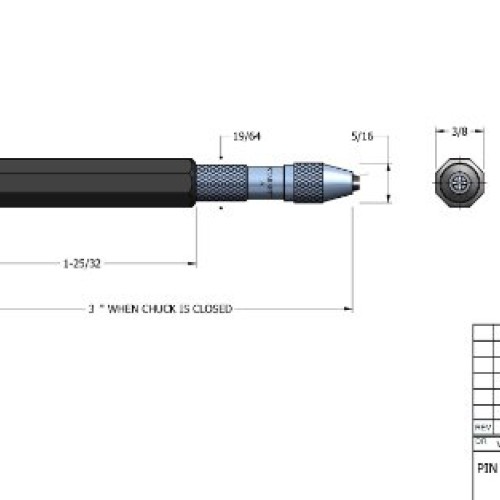 Starrett 166A Pin Vise With Insulated Octagonal Handle, 0-0.040 R...