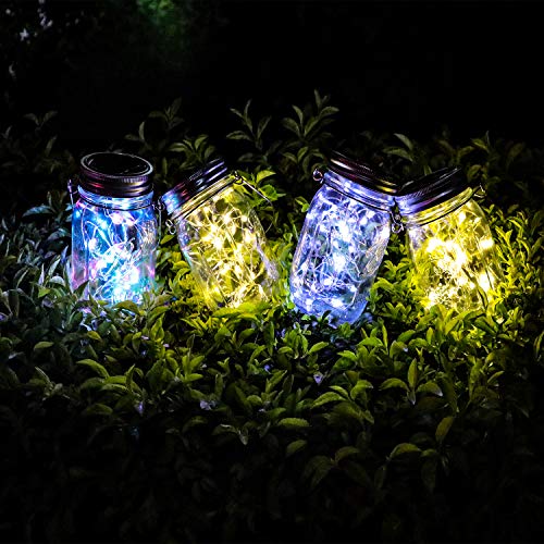Starry Love Upgraded Solar Mason Jar Lid Light,Multicolor 30LED Li...