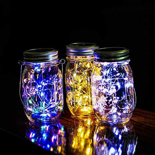 Starry Love Upgraded Solar Mason Jar Lid Light,Multicolor 30LED Li...