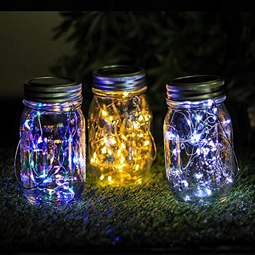 Starry Love Upgraded Solar Mason Jar Lid Light,Multicolor 30LED Li...