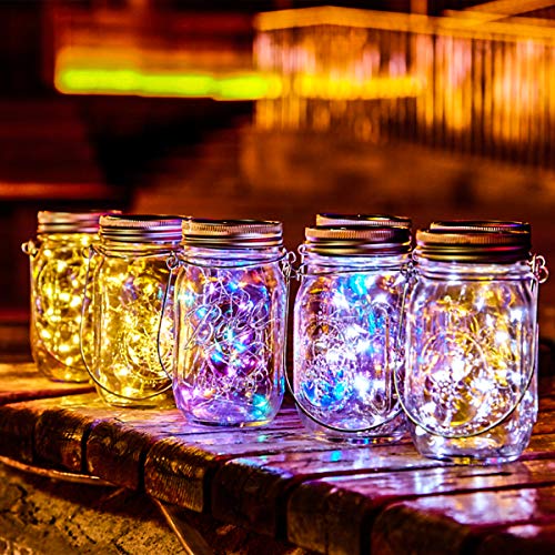 Starry Love Upgraded Solar Mason Jar Lid Light,Multicolor 30LED Li...