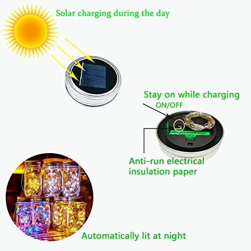 Starry Love Upgraded Solar Mason Jar Lid Light,Multicolor 30LED Li...