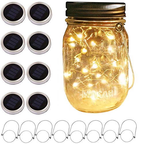 Solar Mason Jar Lid String Lights, 8 Pack 20 Led String Fairy Star...