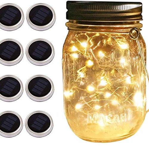 Solar Mason Jar Lid String Lights, 8 Pack 20 Led String Fairy Star...