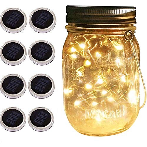 Solar Mason Jar Lid String Lights, 8 Pack 20 Led String Fairy Star...