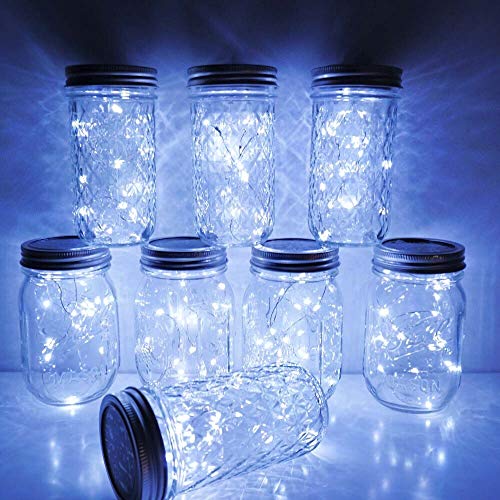 Solar Mason Jar Lid String Lights, 8 Pack 20 Led String Fairy Star...