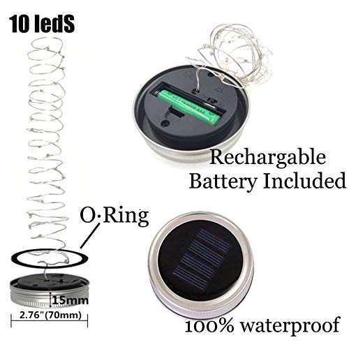 StarryMine Upgraded Solar Mason Jar Lights, 8 Pack 10 LED Waterpro...