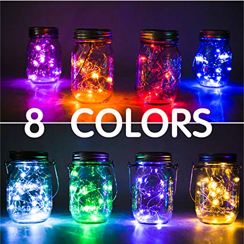 StarryMine Upgraded Solar Mason Jar Lights, 8 Pack 10 LED Waterpro...