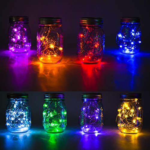 StarryMine Upgraded Solar Mason Jar Lights, 8 Pack 10 LED Waterpro...