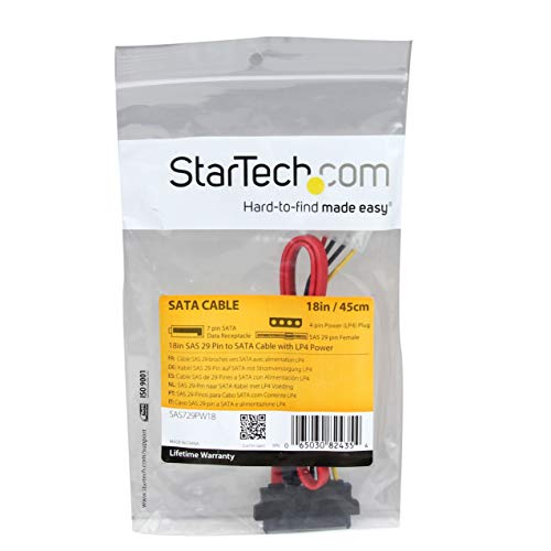 StarTech.com 18in SAS 29 Pin to SATA Cable with LP4 Power - 18in S...