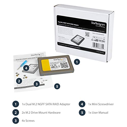 StarTech.com Dual M.2 SATA Adapter with RAID - 2x M.2 SSDs to 2.5i...