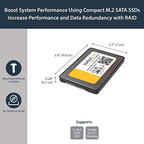 StarTech.com Dual M.2 SATA Adapter with RAID - 2x M.2 SSDs to 2.5i...