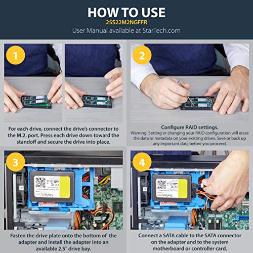 StarTech.com Dual M.2 SATA Adapter with RAID - 2x M.2 SSDs to 2.5i...