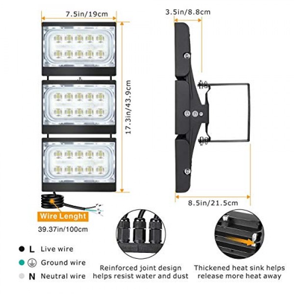 150W 13500lm Security Lights with 330°Wide Lighting Are STASUN LED Flood Light 
