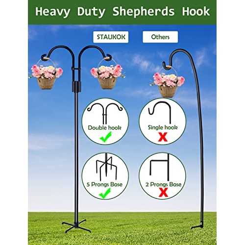 STAUKOK Double Shepherds Hooks for Outdoor, 2 Pack 108 Inch Bird F...