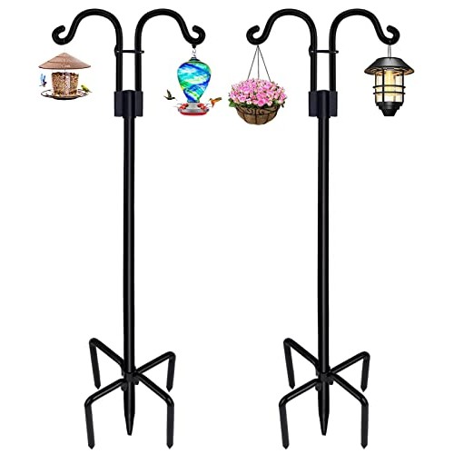 STAUKOK Double Shepherds Hooks for Outdoor, 2 Pack 108 Inch Bird F...