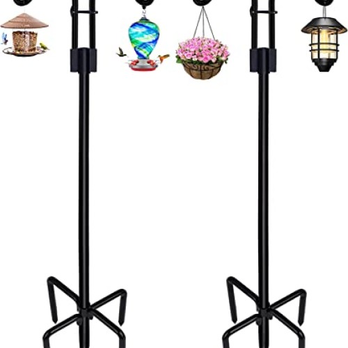 STAUKOK Double Shepherds Hooks for Outdoor, 2 Pack 108 Inch Bird F...