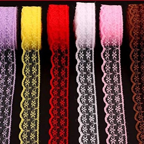 20 Rolls 200 Yards Mixed Color Floral Pattern Fabric Lace Ribbon