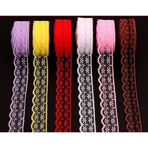 20 Rolls 200 Yards Mixed Color Floral Pattern Fabric Lace Ribbon