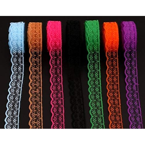 20 Rolls 200 Yards Mixed Color Floral Pattern Fabric Lace Ribbon