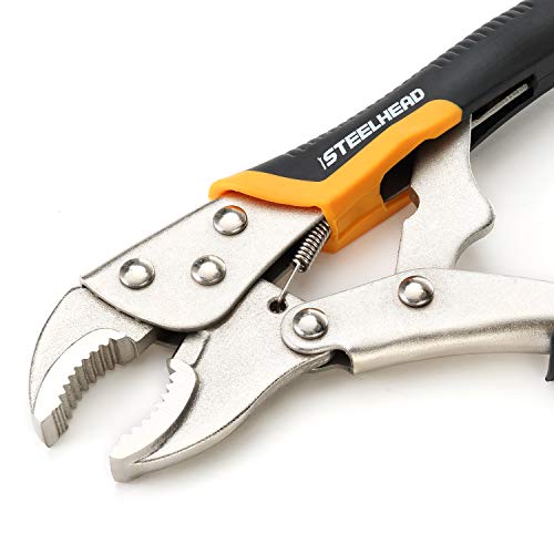 STEELHEAD 3-Piece Locking Pliers Set, 10-inch Curved Jaw, 7-Inch C...