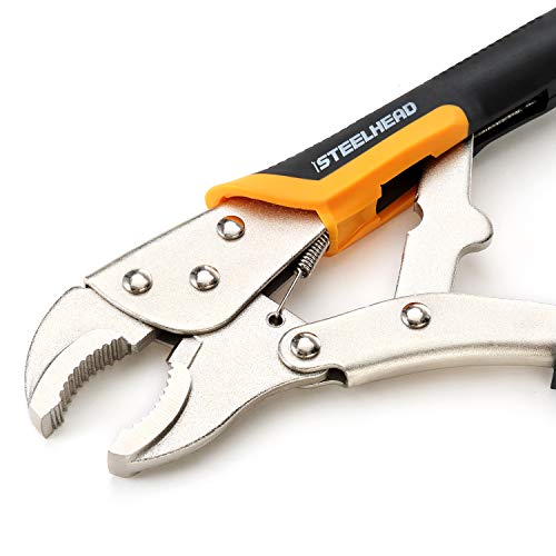 STEELHEAD 3-Piece Locking Pliers Set, 10-inch Curved Jaw, 7-Inch C...
