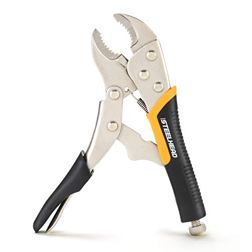 STEELHEAD 3-Piece Locking Pliers Set, 10-inch Curved Jaw, 7-Inch C...