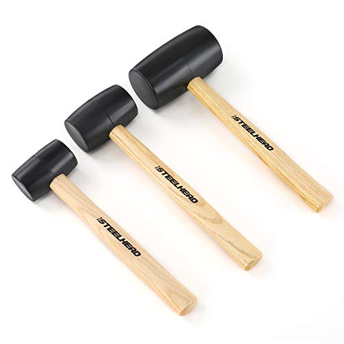 STEELHEAD 3-Piece Wood Handle Rubber Mallet Set | 8oz, 16oz & 32oz...