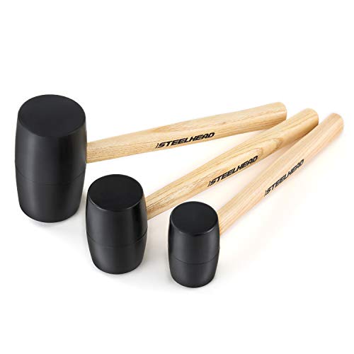 STEELHEAD 3-Piece Wood Handle Rubber Mallet Set | 8oz, 16oz & 32oz...