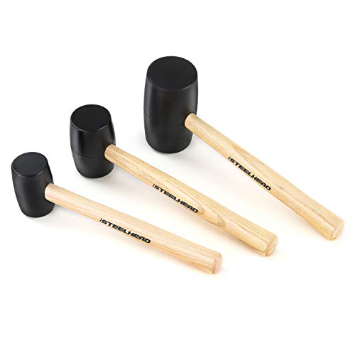 STEELHEAD 3-Piece Wood Handle Rubber Mallet Set | 8oz, 16oz & 32oz...