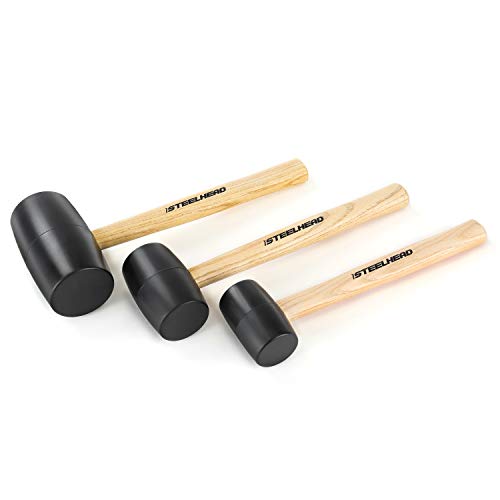 STEELHEAD 3-Piece Wood Handle Rubber Mallet Set | 8oz, 16oz & 32oz...