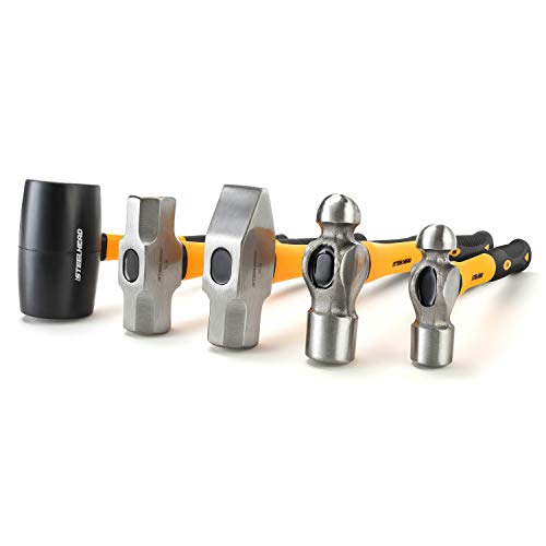 STEELHEAD 5-Piece Fiberglass Handle Hammer & Mallet Set, 16oz Ball...