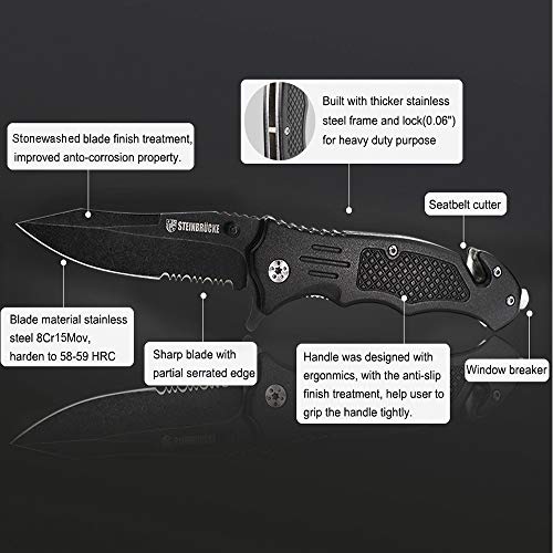 Pocket Knife Tactical Knife Folding Knife Stainless Steel 8Cr15Mov...