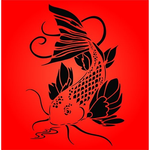 Koi Stencil - 8 x 11.5 inch L - Reusable Asian Oriental Carp Fis...