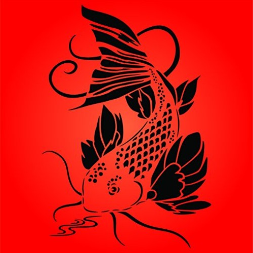 Koi Stencil - 8 x 11.5 inch L - Reusable Asian Oriental Carp Fis...
