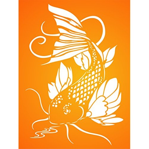 Koi Stencil - 8 x 11.5 inch L - Reusable Asian Oriental Carp Fis...