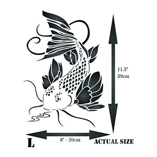 Koi Stencil - 8 x 11.5 inch L - Reusable Asian Oriental Carp Fis...
